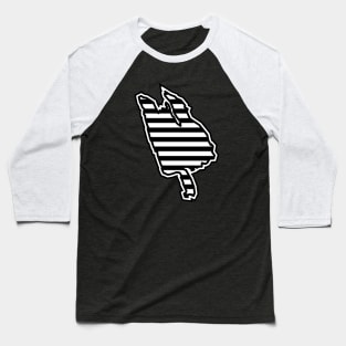 Thetis Island Silhouette in Black and White Stripes - Simple Line Pattern - Thetis Island Baseball T-Shirt